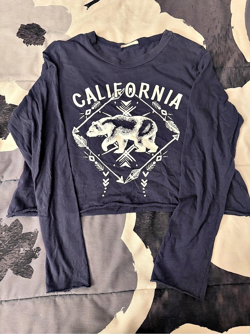 LA Gypsy California Bear Graphic Long Sleeve Blue